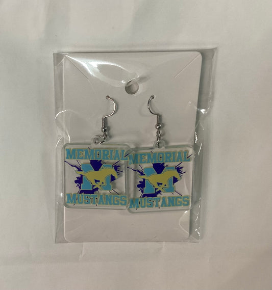 Medium UV printed Earrings- Square - Memorial Mustangs