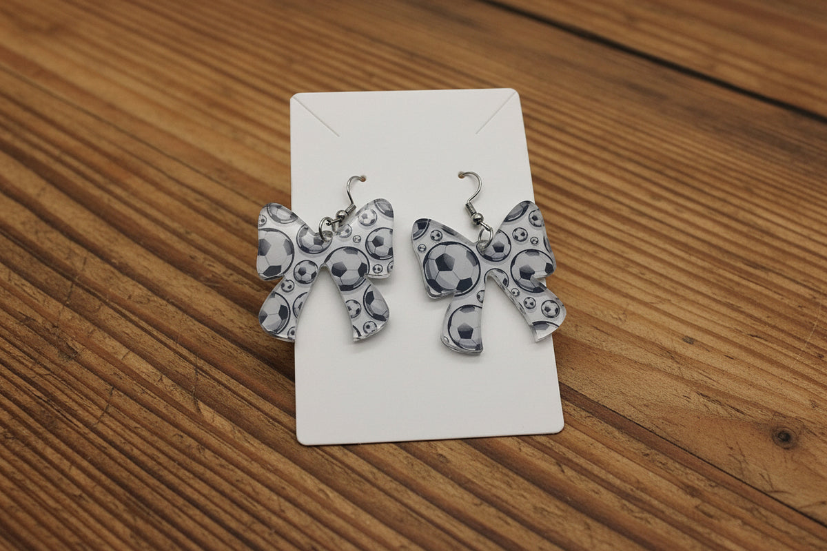 Earrings - Bow - Soccer Theme