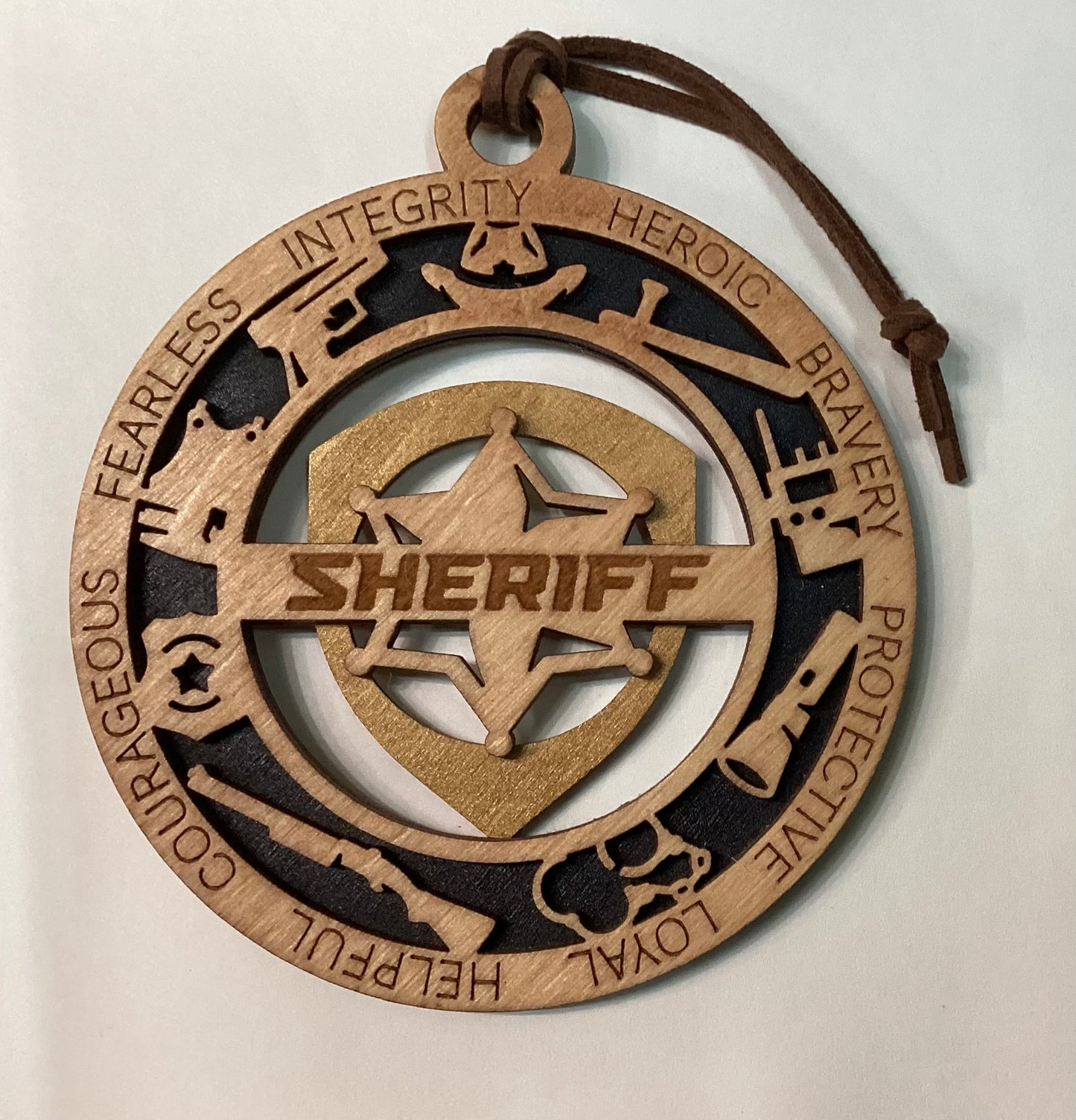 Wood 2 Layer Painted Ornament - Sheriff