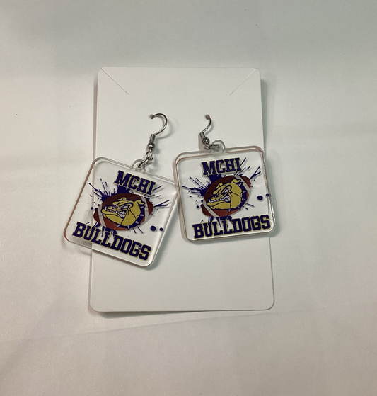 Medium Square Earrings - McHi Bulldogs