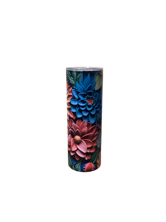 20 oz Tumbler - Bright Neon Flowers