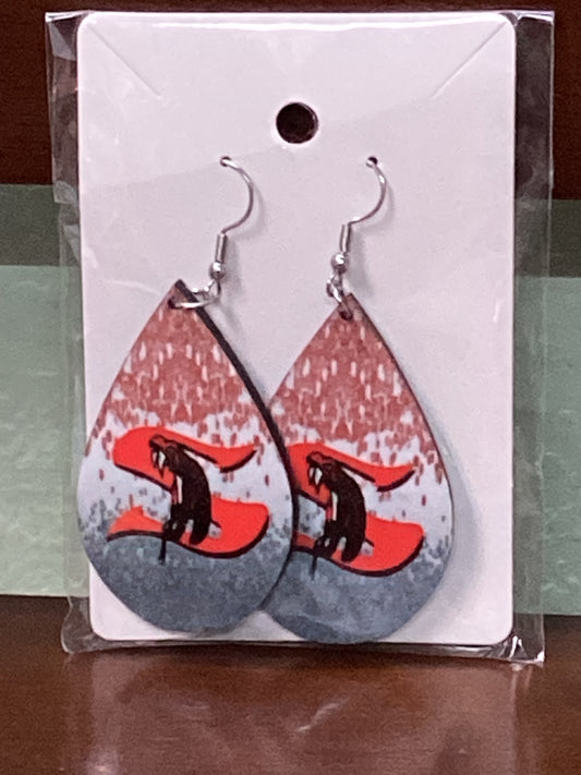 Large Sublimated Teardrop Earrings - Sharyland Rattlers Trio