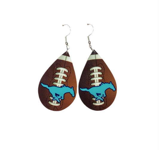 Large Sublimated Earrings- Football Teardrop - Memorial Mustangs