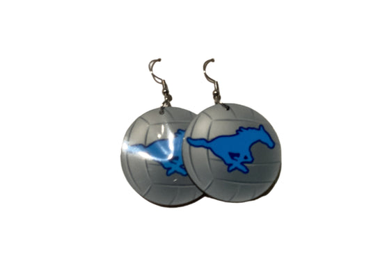 Round Sublimated Volleyball Earrings- Memorial Mustangs