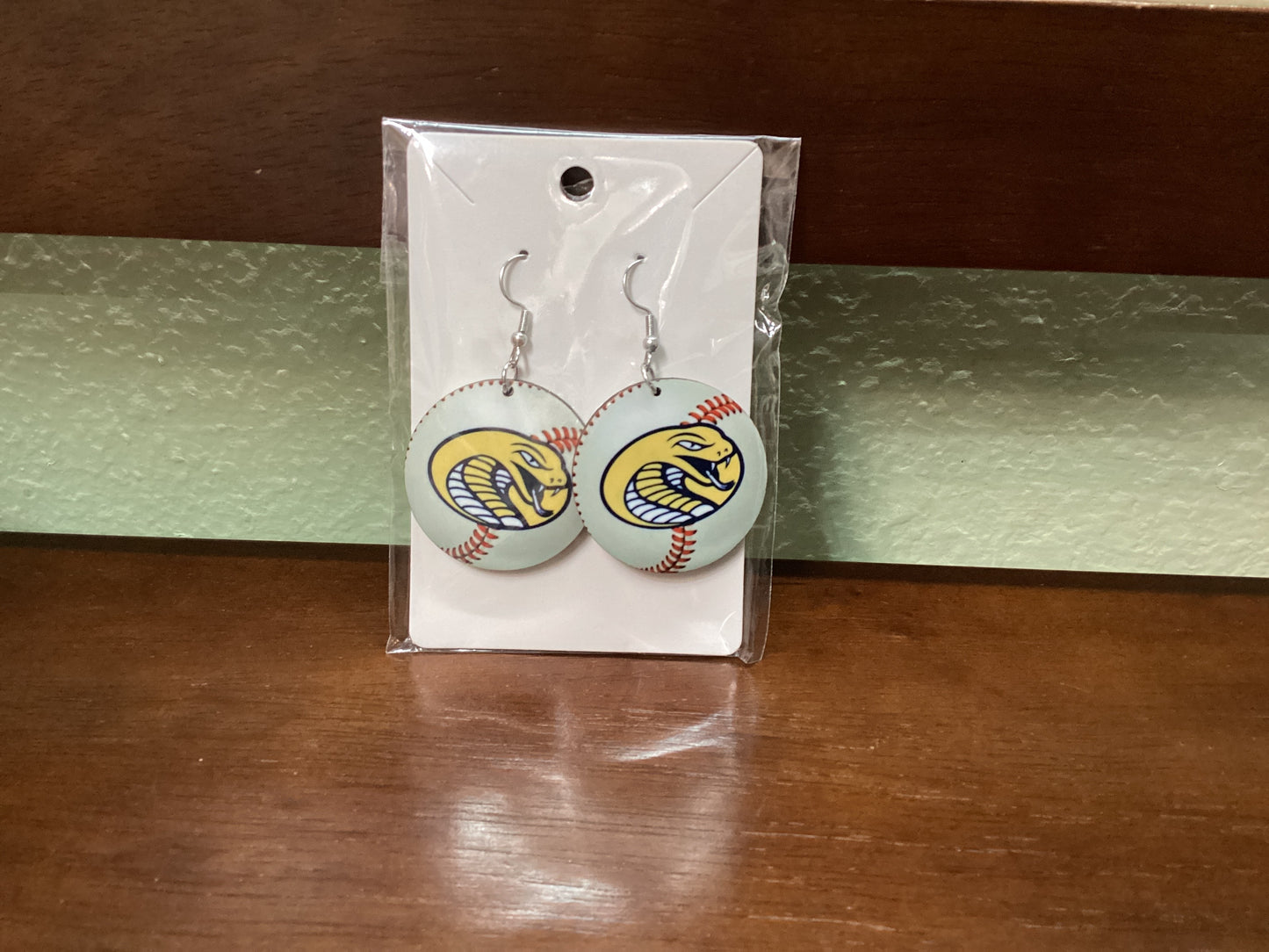 Round Sublimated Baseball Earrings - Cathey Cobras