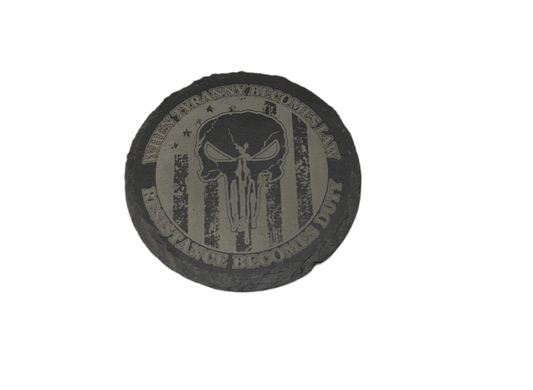 Coasters - Slate (round) - Punisher Skull Tyranny