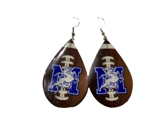 Large Sublimated Earrings - Football Teardrop - Morris