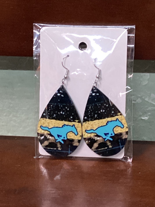 Large Sublimated Teardrop Earrings - McHi Mustangs - Trio