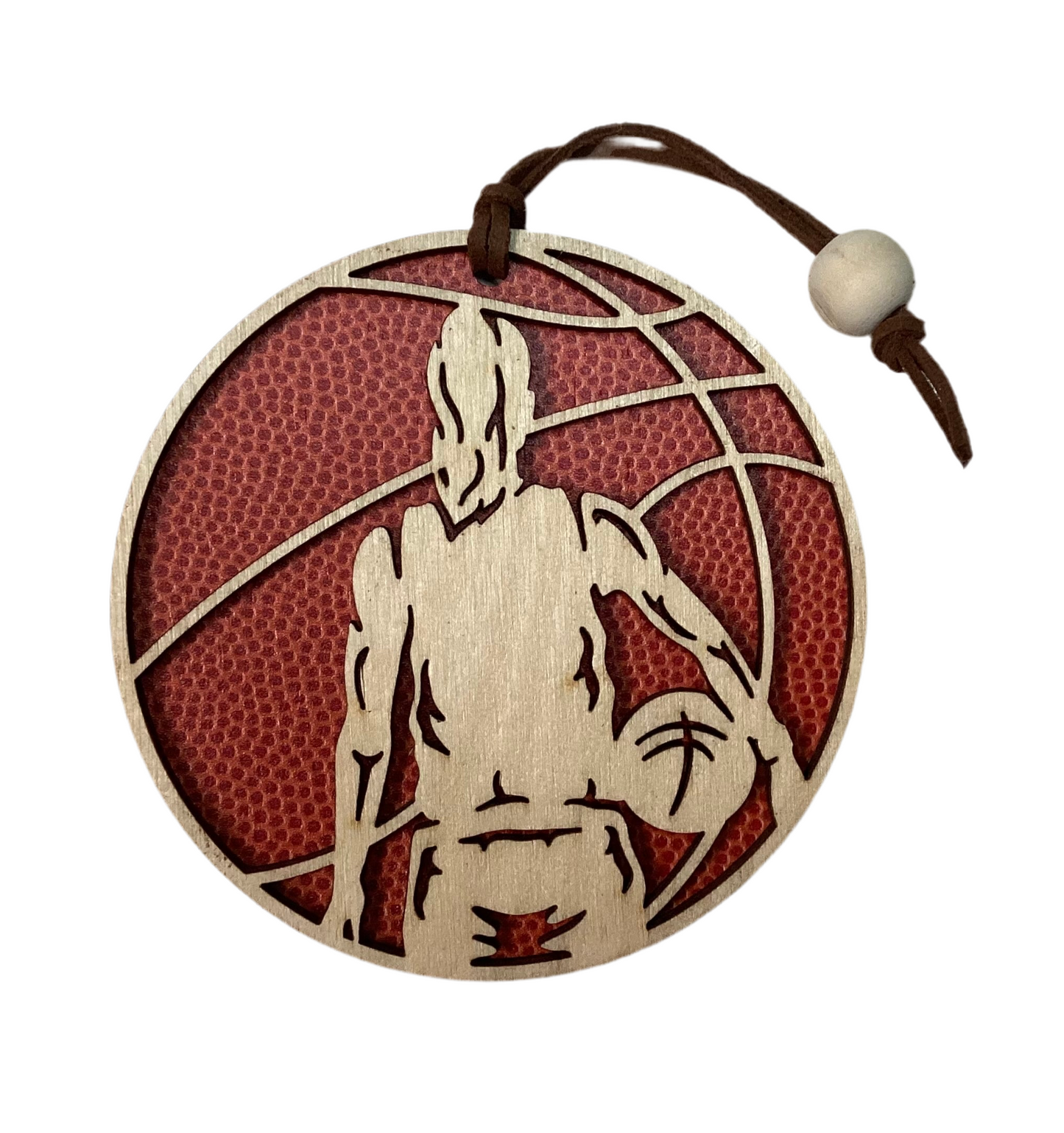 Wood  2 layer ornament- Basketball