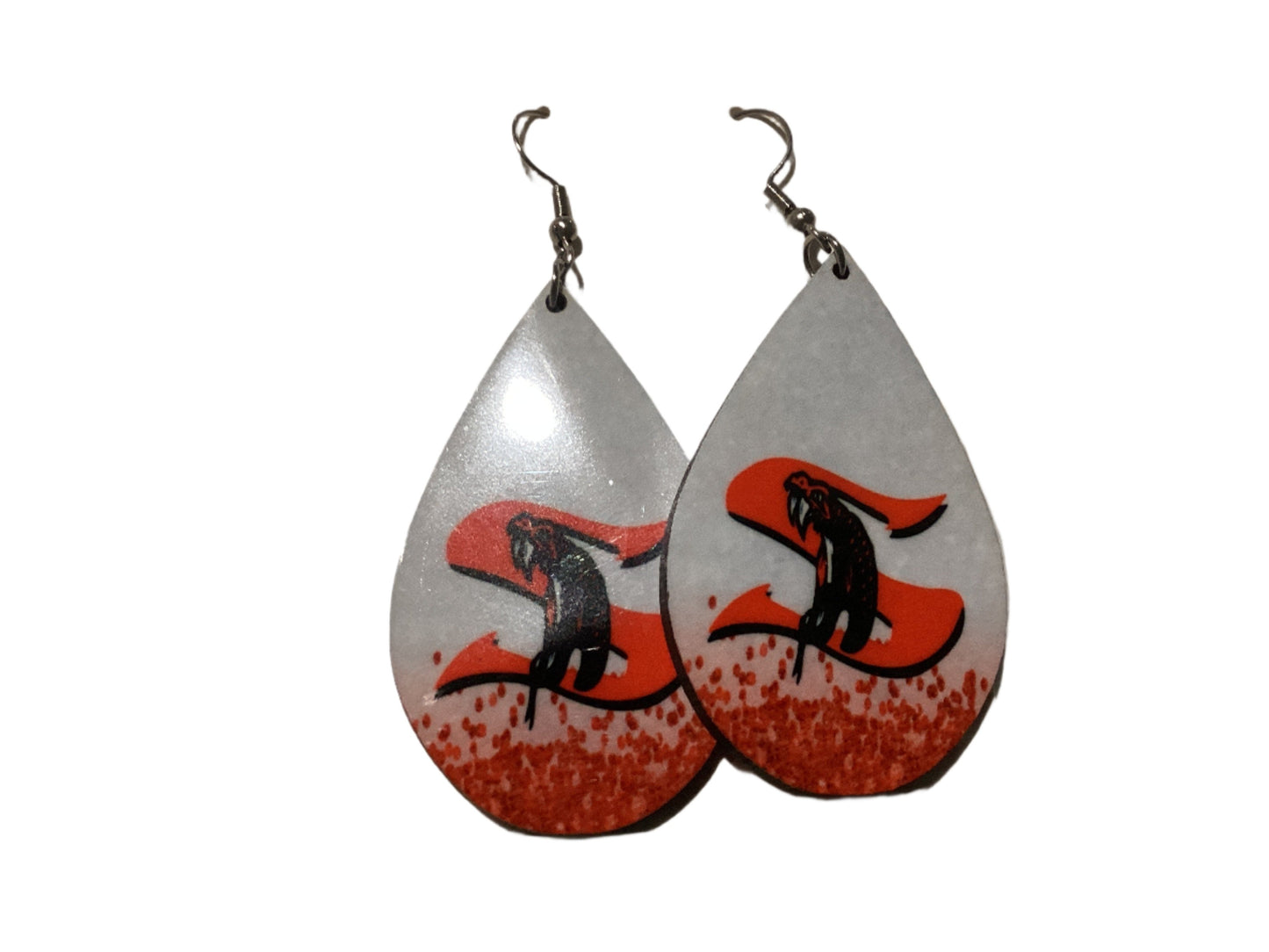 Large Sublimated Teardrop Earrings - red & white - Sharyland