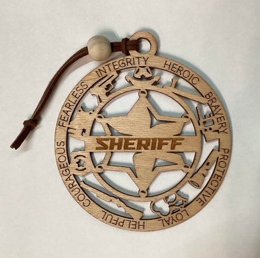 Wood 1 Layer Ornament - Sheriff Badge