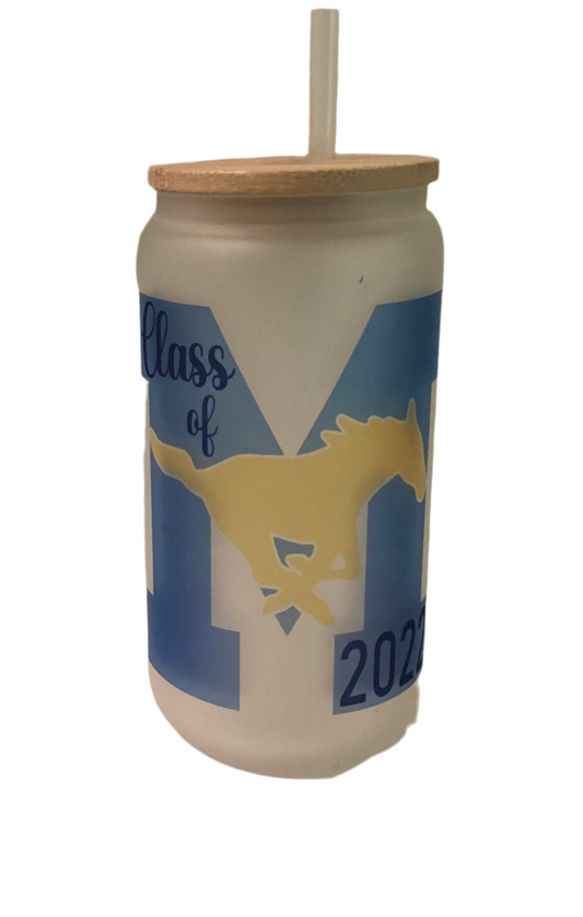 16 oz frosted Glass Cup - Class of 2022 Memorial M