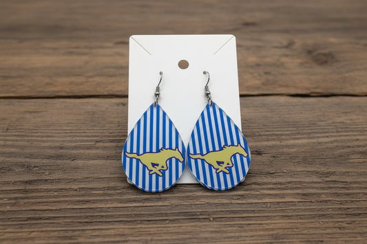 Earrings - Teardrop- Striped Memorial Mustangs