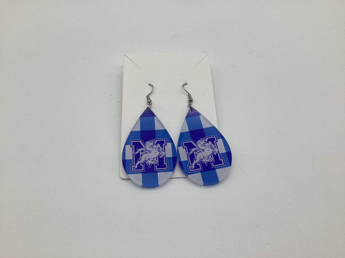Earrings - Teardrop - Acrylic Morris Plaid
