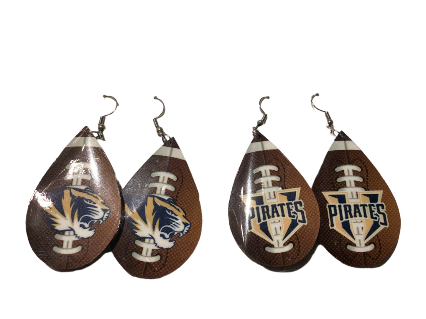 Large Sublimated Earrings - Football Teardrop - Hidalgo Pirates