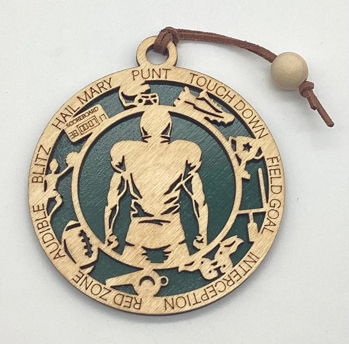 Wood 2 Layer Ornament - Football
