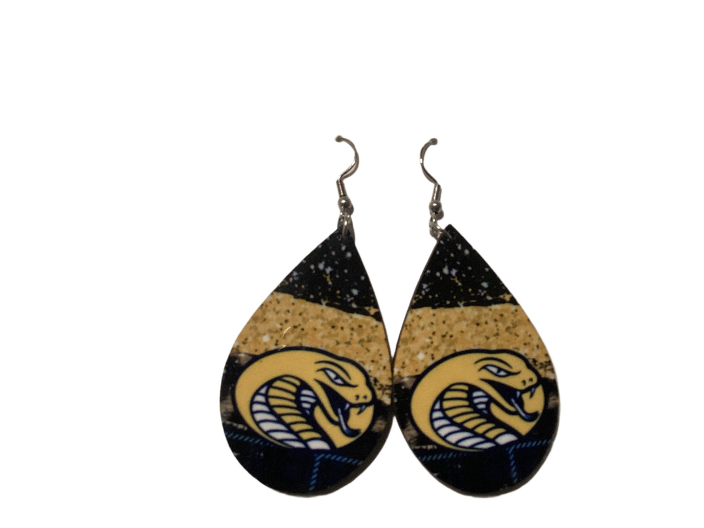 Large Sublimated Teardrop Earrings - Cathey - Black& Yellow