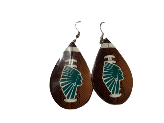 Large Sublimated Earrings - Football Teardrop - Nikki Rowe