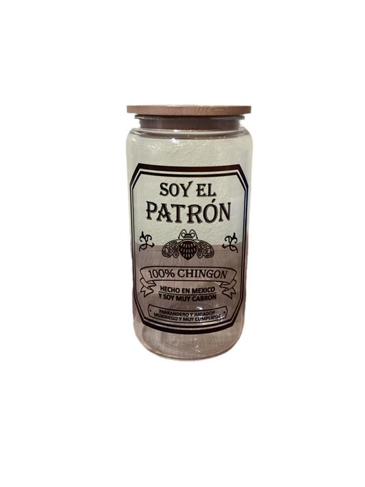 16 oz Glass Cup Clear - Soy El Patron