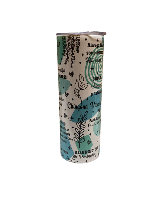 20 oz Tumbler - Chingona AF Aqua