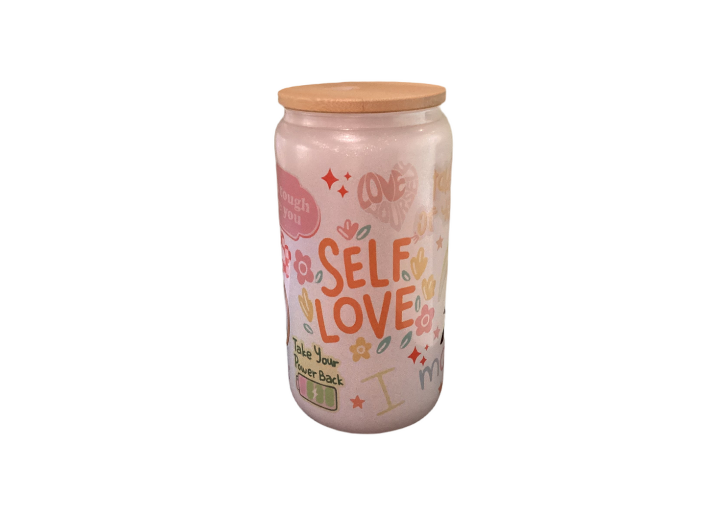 16 oz Frosted Glass Cup - Self Love