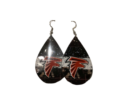 Large Sublimated Teardrop Earrings - Black, White, Plaid - Fossum