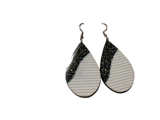 Large Sublimated Teardrop Earrings - Notebook