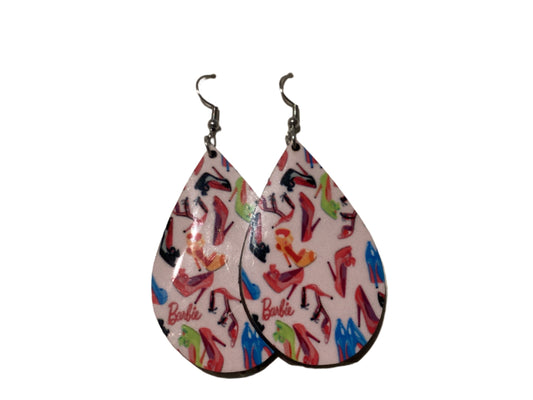 Large Sublimated Teardrop Earrings - Barbie