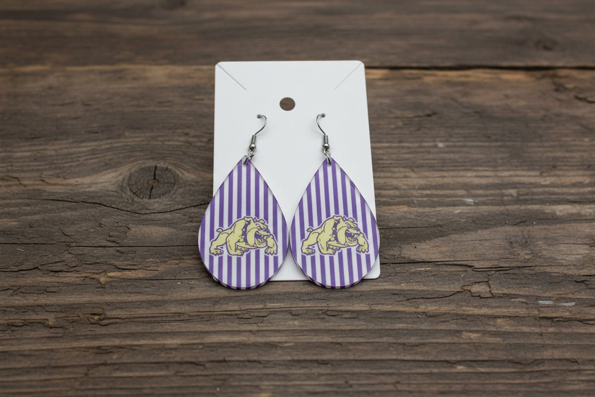 Earrings - Tear Drop - Striped Bulldogs