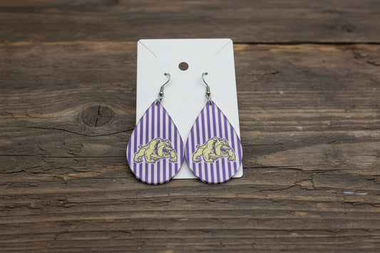 Earrings - Tear Drop - Striped Bulldogs