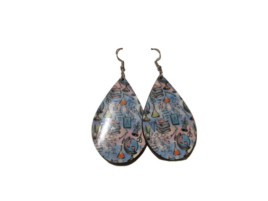 Large Sublimated Teardrop Earrings - Science Teacher