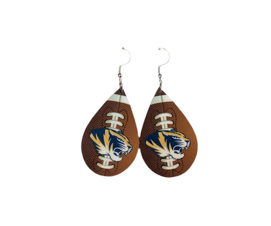 Large Sublimated Teardrop Earrings Football Valley View Tiger