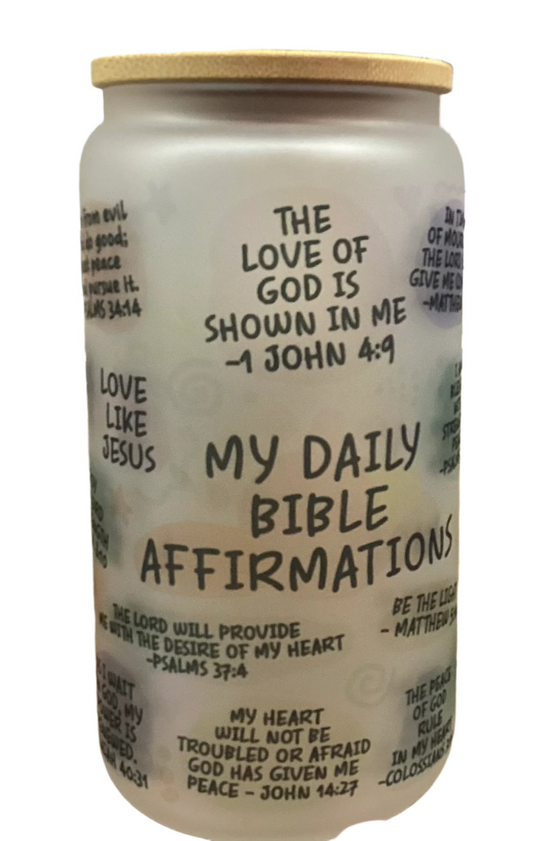 16 oz Glass Cup - My Daily Bible Affirmations